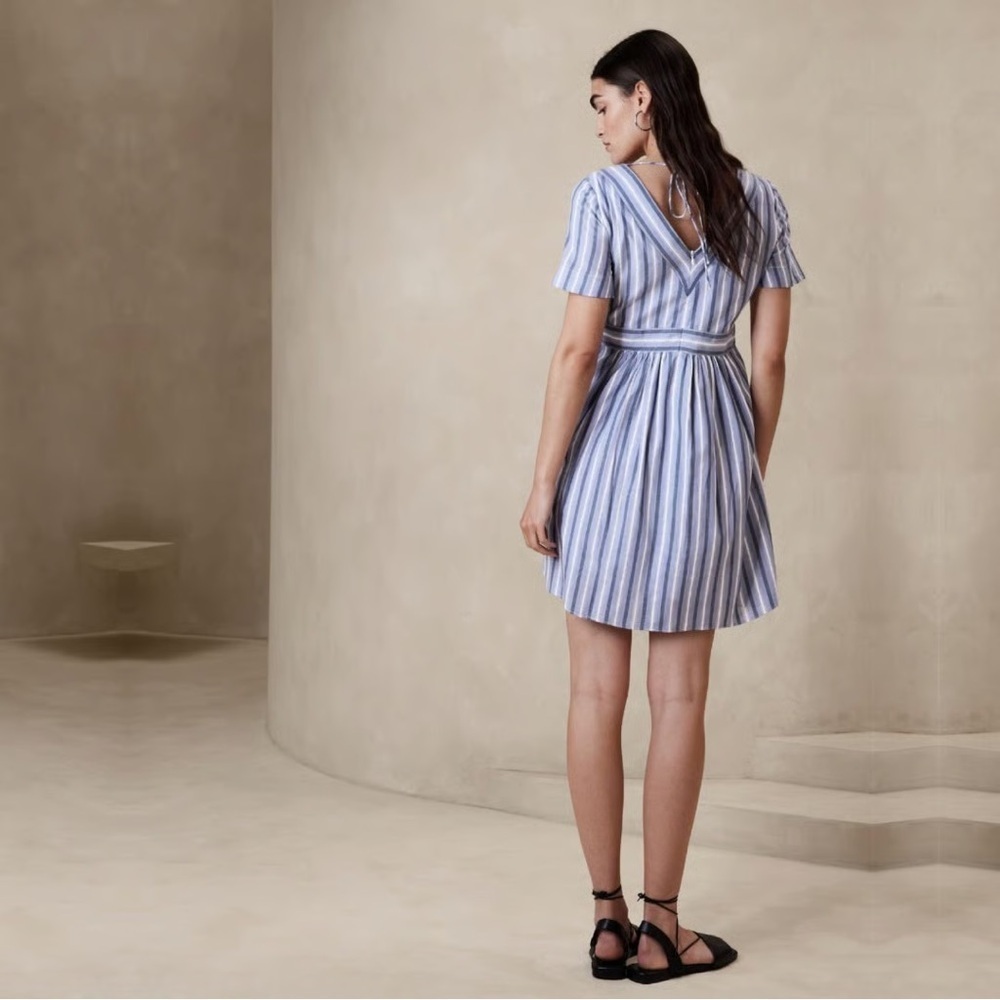 Banana Republic blue & white striped short sleeve cotton dress – XS NWOT - Picture 4 of 7
